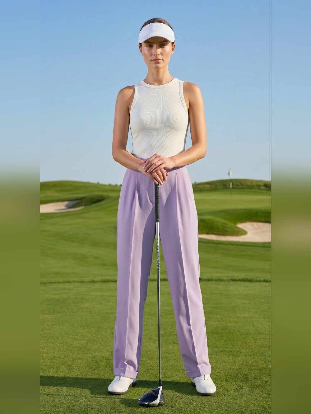 Ralph Lauren Lavender Golf Wide-Leg Trousers Size 12 Preppy